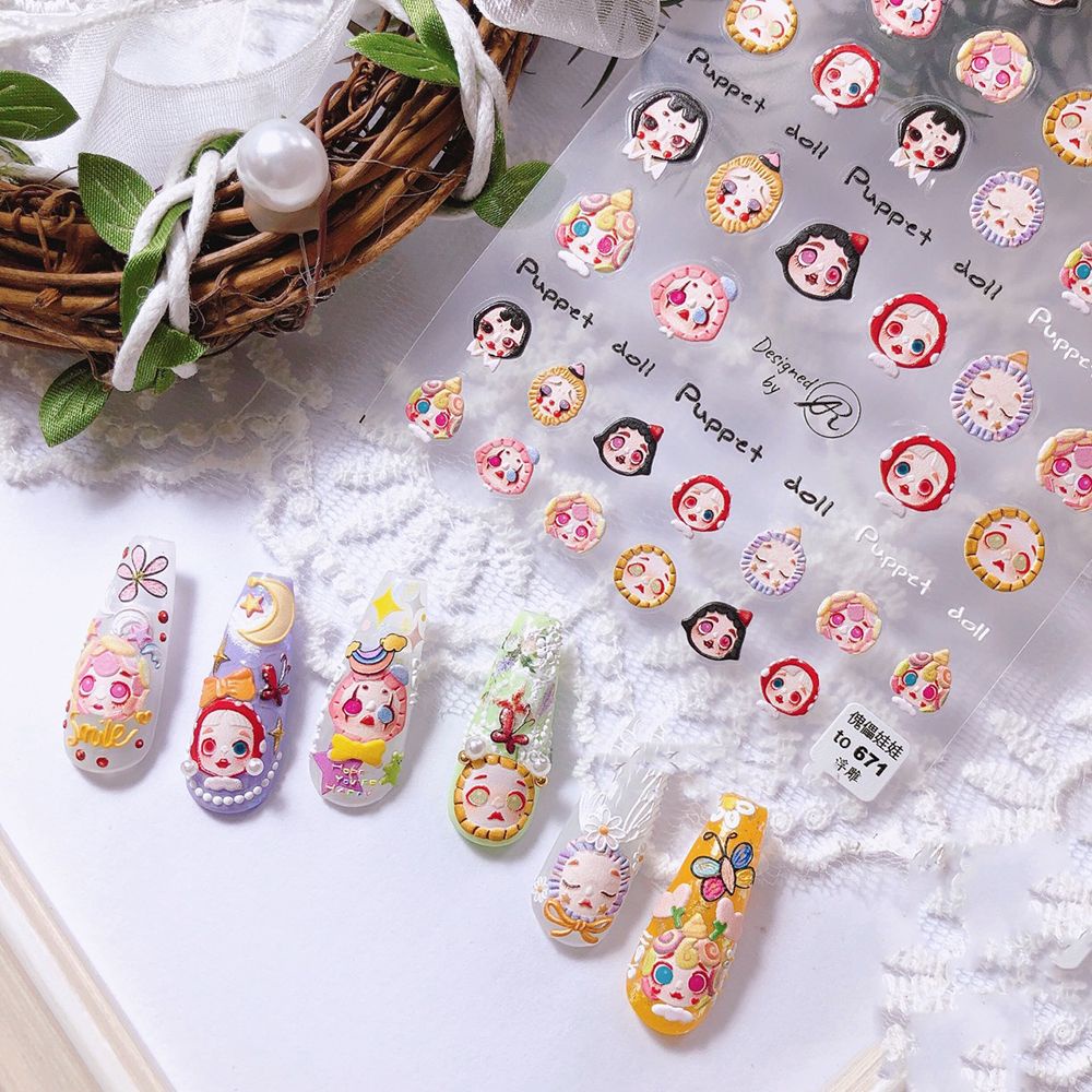 Miếng Dán Móng Tay Hình Chú Hề Hoạt Hình Nhật Bản 5D Siêu Mỏng Dễ Thương