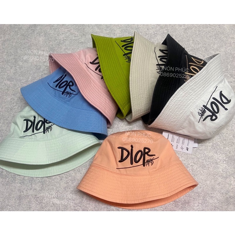 MŨ BUCKET KAKI XỊN 2 MẶT THÊU DIO THỜI TRANG