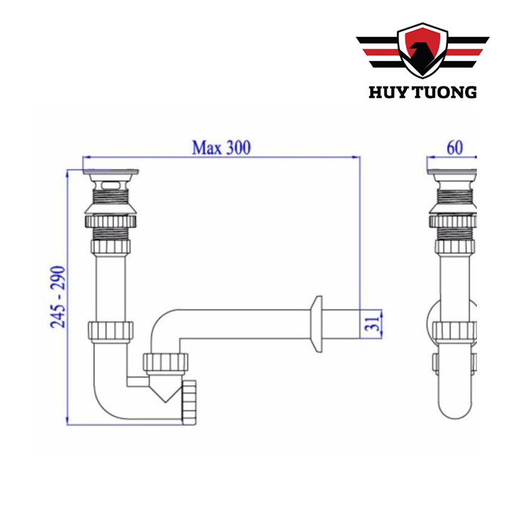 Bộ xả lavabo nhựa cao cấp Hùng Anh - Huy Tưởng