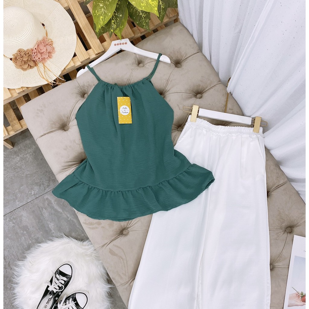 Set đồ nữ cá tính, set quần lửng áo dây đi chơi sang chảnh mùa hè đẹp 8A00085 | BigBuy360 - bigbuy360.vn