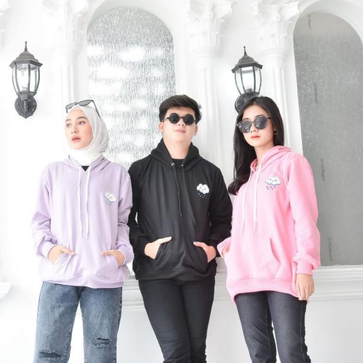 Áo Hoodie Dày Mềm Mại In Hình Đám Mây Mưa Thời Trang