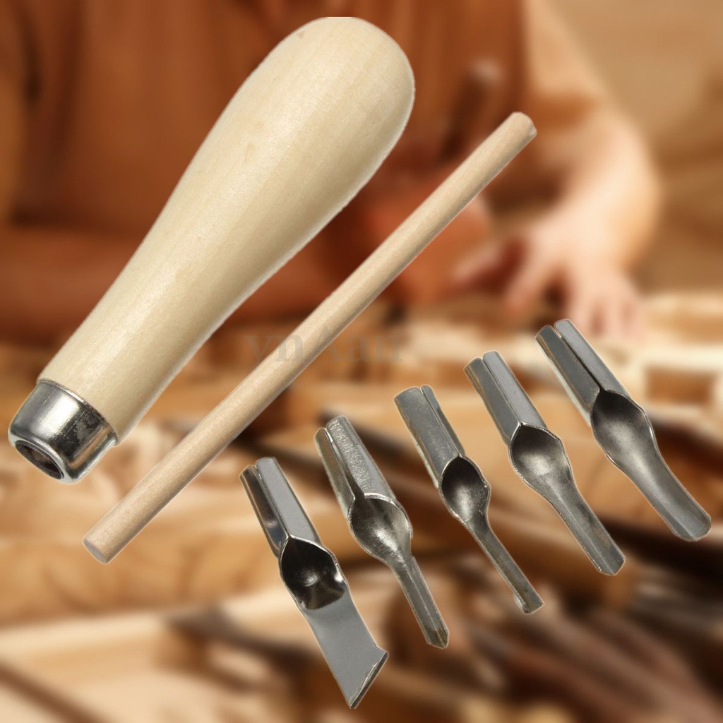 Dụng cụ mài khắc cắt tem cao su lino với 5 đầu mài thay thế tiện lợi dành cho làm đồ thủ công