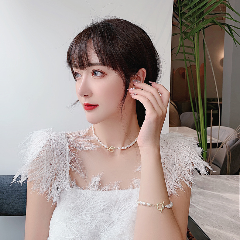 OIMG Dây Chuyền/ Vòng Tay Đính Ngọc Trai Xinh Xắn Theo Phong Cách Retro