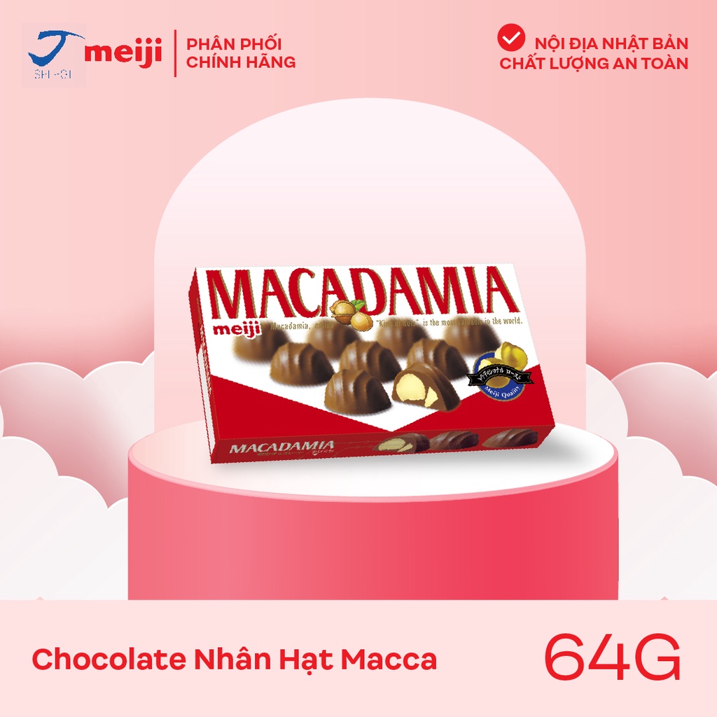 Socola nhân hạt Mắc ca Meiji Macadamia Chocolate 64g Nhật Bản