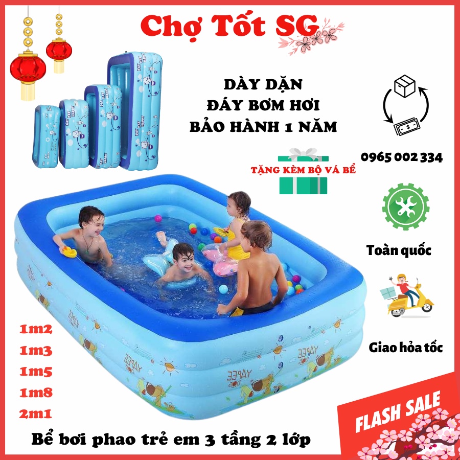 ✔️ Bể Bơi Cho Bé, Bể Bơi Phao Bơm Hơi Tại Nhà, Hồ Bơi 3 Tầng, Chất Liệu PVC Chống Trượt Bền Bỉ, An Toàn Cho Bé [BH 1-1]