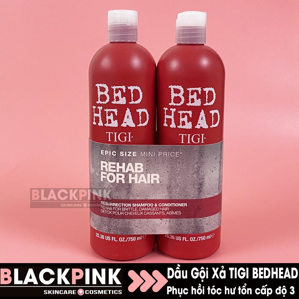 Cặp dầu gội xả TIGI BEDHEAD 750ml, phục hồi tóc hư tổn cấp độ 3 - Cam kết hàng chính hãng