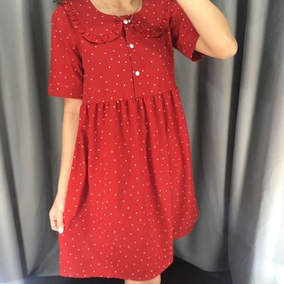 MM1311 Váy bầu đỏ chấm bi cổ điệu