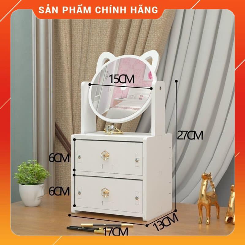 Kệ Gương Đựng Mỹ Phẩm 2 Ngăn Tai Mèo Dễ Thương MSP96988