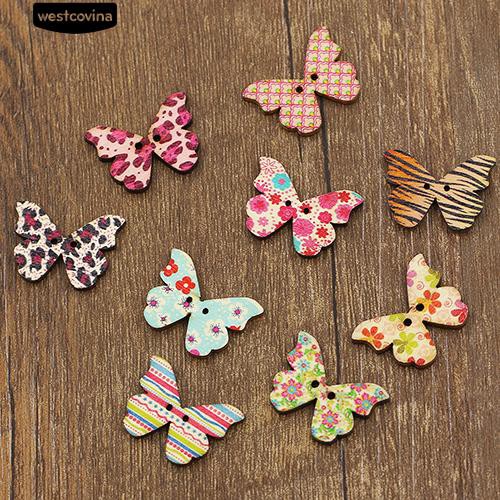 Set 50 nút áo gỗ 2 lỗ hình bướm chuyên dùng cho thợ may