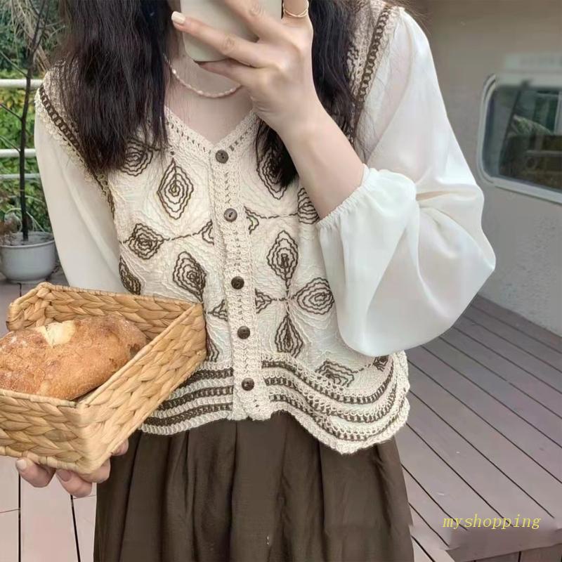 Áo Khoác Cardigan Tay Ngắn Dáng Rộng Vải Voan In Hoa Thời Trang Cho Bạn Gái