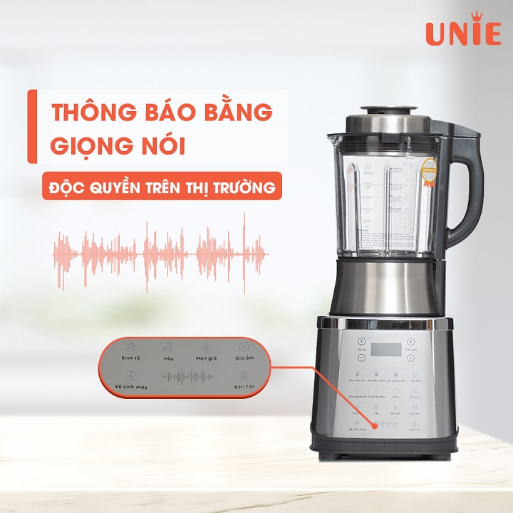 Máy làm sữa hạt đa năng Unie V8S - Công suất 1800W, dung tích 1.75L, thông báo bằng giọng nói - Hàng chính hãng