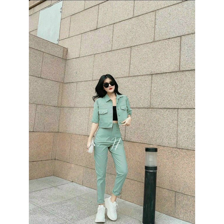 [HCM] Sét Vest 3 Món Quần Dài Áo Có Túi Thời Trang Nữ Sam Closet Free Size 40-55kg