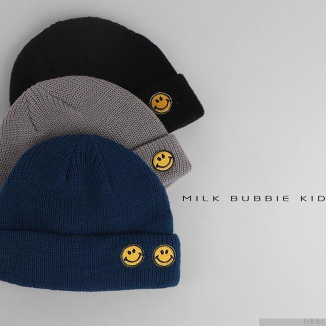 Mũ beanie dệt kim co giãn giữ ấm thời trang thu đông dành cho trẻ em