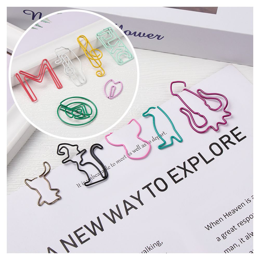 Set 30 Kẹp Giấy Bằng Kim Loại Hình Dạng Đặc Biệt Màu Sắc Ngẫu Nhiên