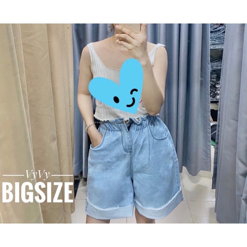 [3màu 55-95kg] Quần Đùi Jean Lưng Thun Cạp Cao  - Quần Short Lưng Cao Trên Rốn Không Giãn