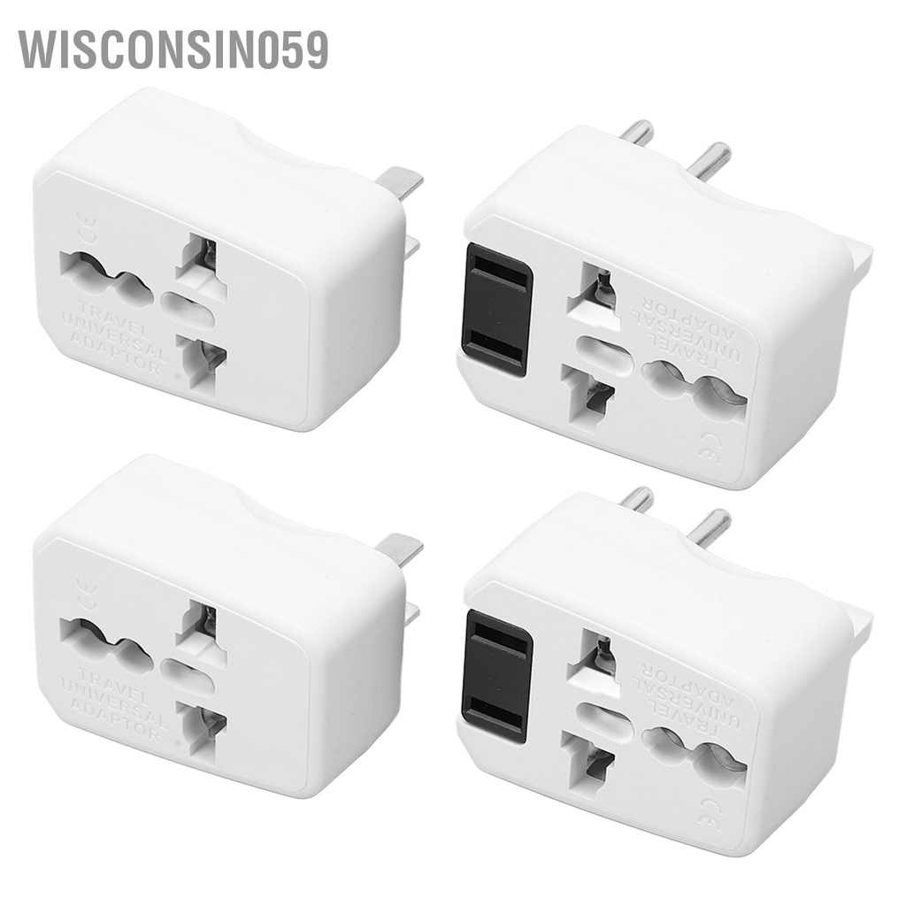 [Hàng Sẵn] Bộ chuyển đổi phích cắm 4 cái US EU AU UK Travel Power Converter Brass Tiếp xúc 100‑250VAC để sạc 【Wisconsin059】
