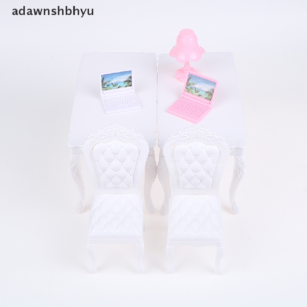 [adawnshbhyu] Doll House 1:6 Table Chair Computer Office Desk Chair With Computer Desk  Lamp [adawnshbhyu]