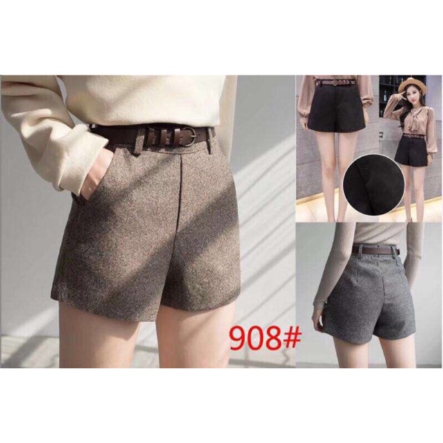 Quần short dạ kèm đai, Quần short cạp cao KS1719 - NhiNhi Shop