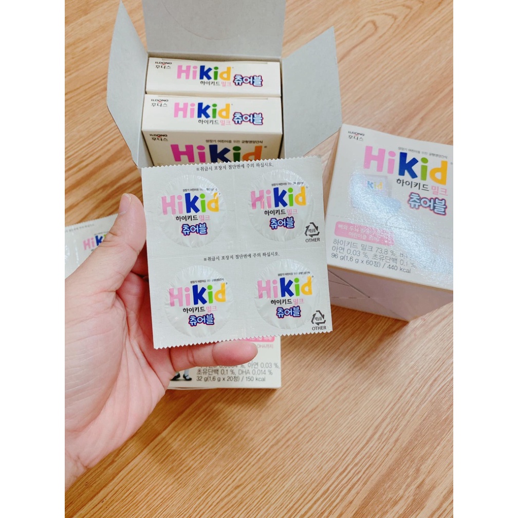Kẹo Sữa Hikid Milk Chewable lẻ hộp 20 viên