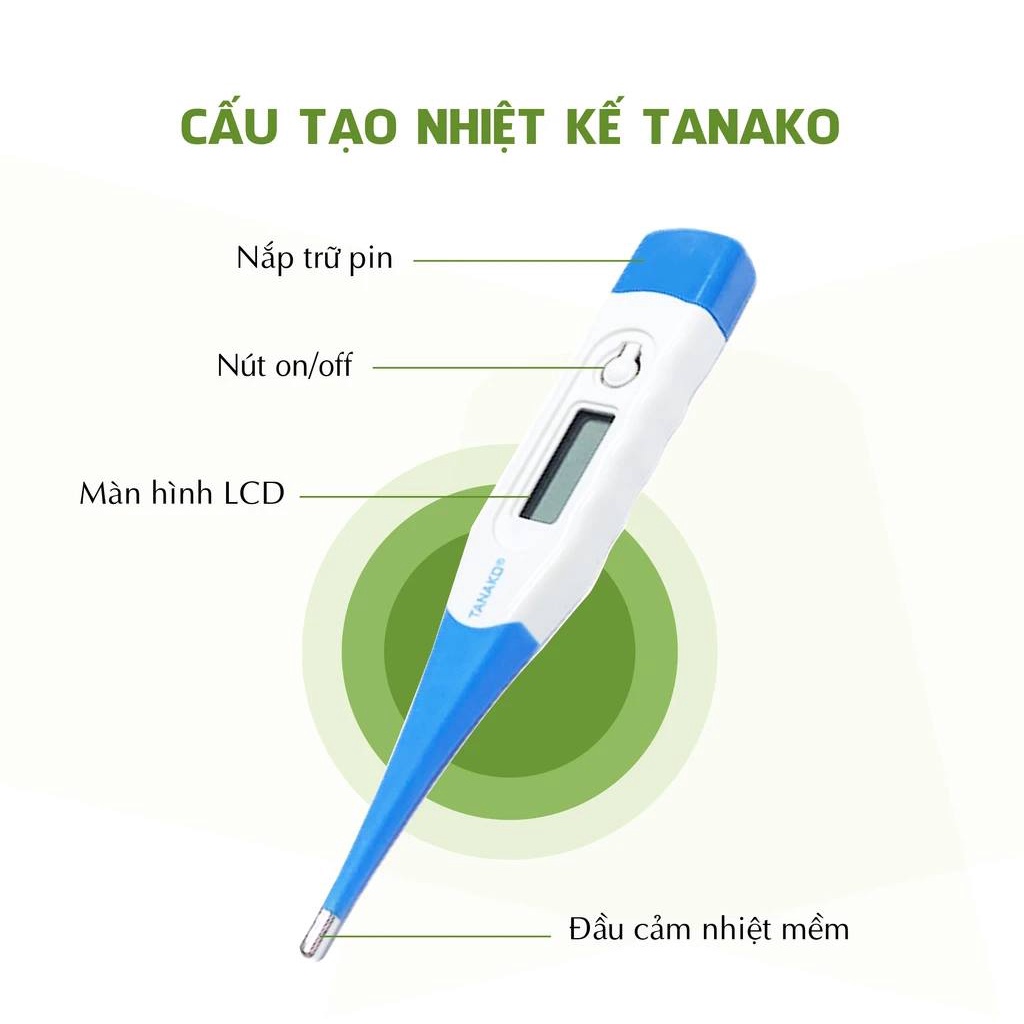 Nhiệt kế điện tử đầu mềm TANAKO - đo thân nhiệt nhanh sau 30 giây, an toàn, hàng chính hãng Tanaphar