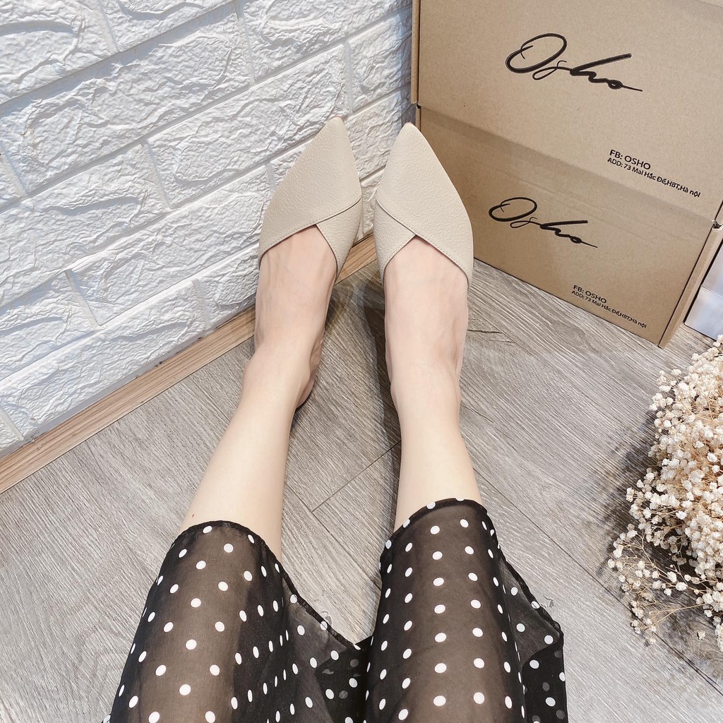 Sục gót nhọn basic 5cm OSHO, mũi nhọn sang chảnh, chất da lì mềm êm chân phom chuẩn