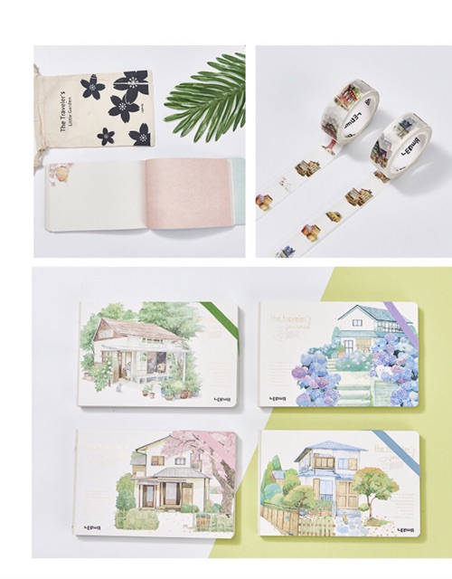 Sổ kế hoạch, sổ ghi chép siêu kute, có hộp kèm túi vải đựng sổ và 2 cuộn washi scrapbook