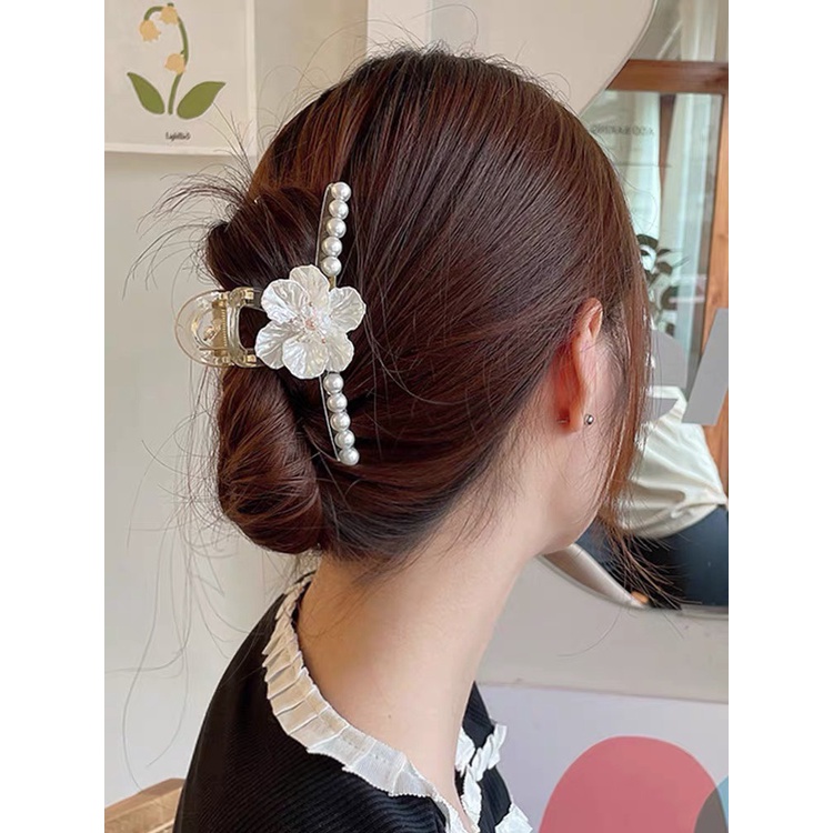 Kẹp Tóc Hàn Quốc Càng Cua Đính Ngọc Trai Nhân Tạo Cỡ Lớn Dễ Thương Xinh KC58