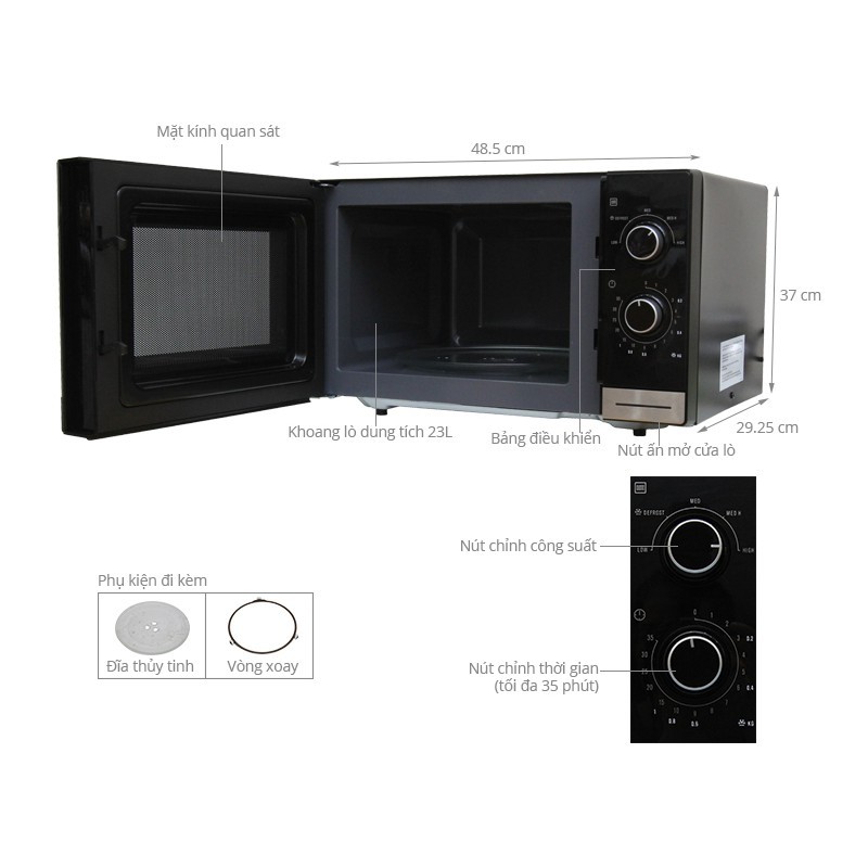 LÒ VI SÓNG ELECTROLUX EMM2308X 23 LÍT HÀNG CHÍNH HÃNG MỚI 100%