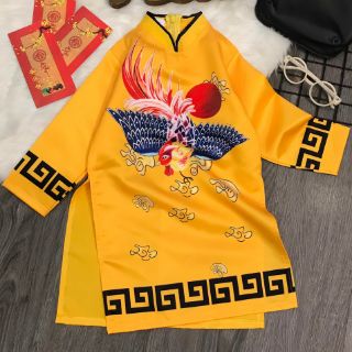 Áo dài bé trai chat lieu vai lua men