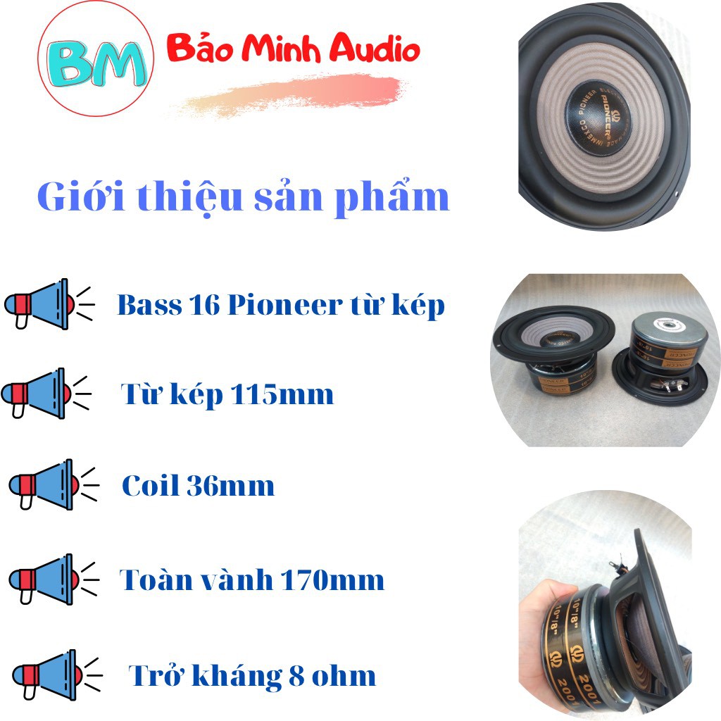 Loa Bass Rời - Loa Bass 16 Pioneer Nhập Khẩu Cao Cấp – Giá 1 Loa - PIONEER16