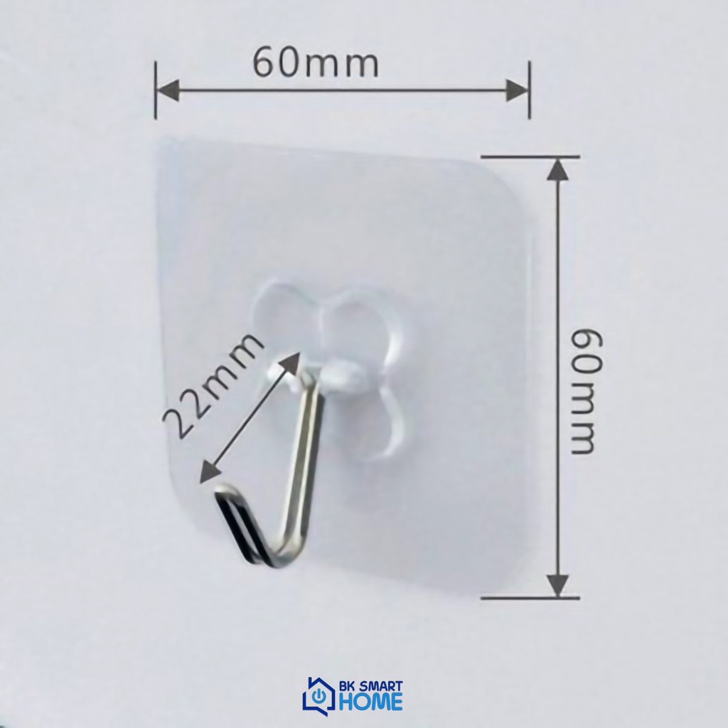 Combo 10 Móc Dính Dán Tường Trong Suốt Chịu Lực Tốt - Móc Nhựa Dán Tường Trong Suốt size 6x6 cm