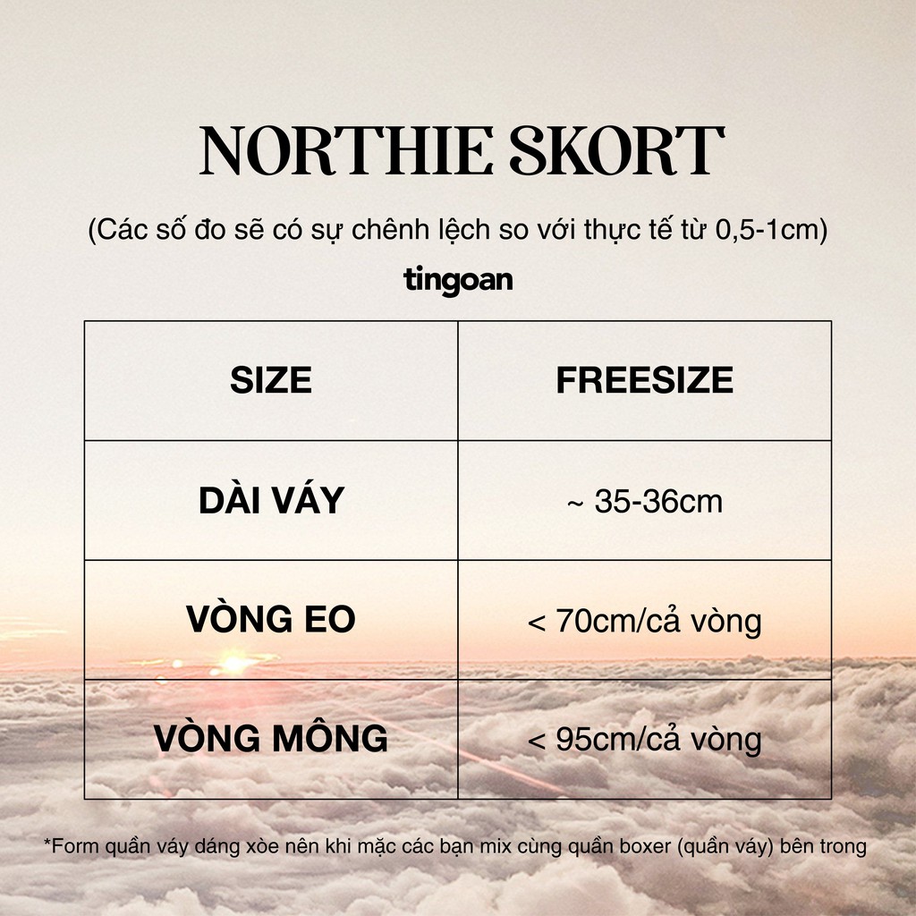 Quần váy xoè 2 tầng chun co giãn đen tingoan NORTHIE SKORT