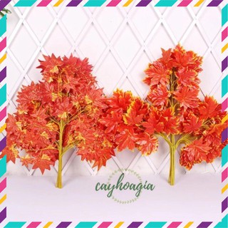 Cành lá phong làm cây giả big size 60-68cm có 2 màu: Đỏ vàng và màu xanh - Trang trí nội thất nhà hàng tuyệt đẹp