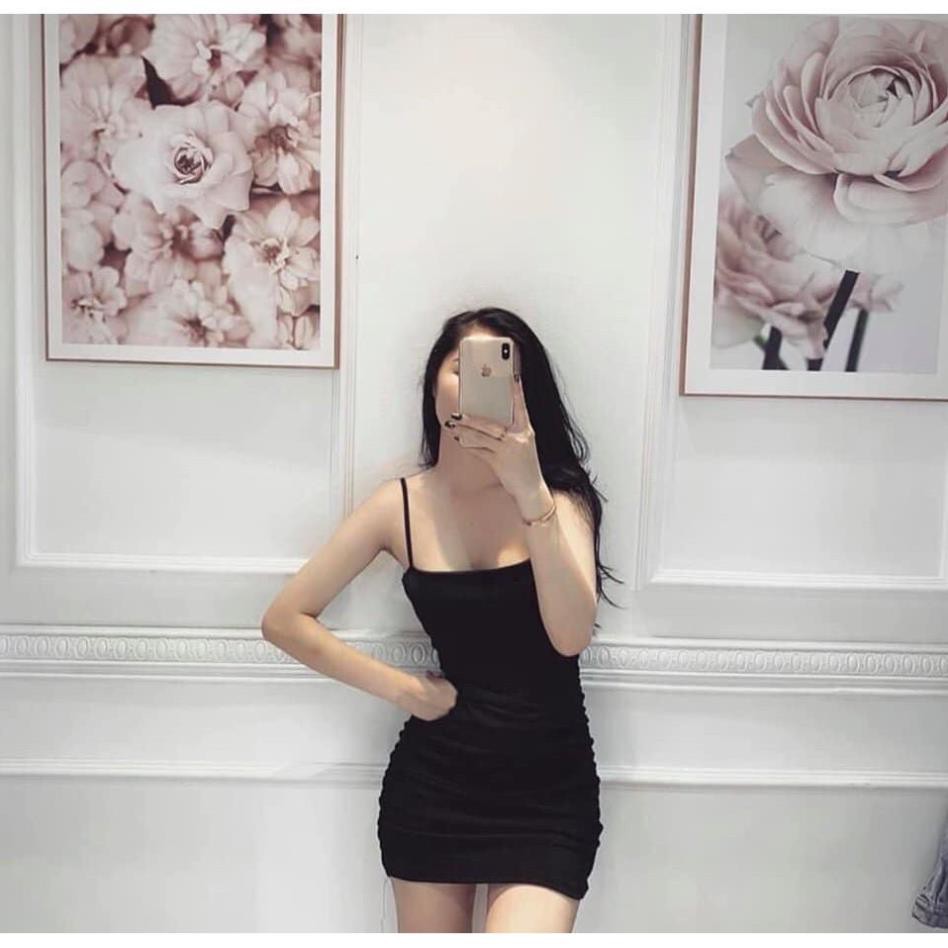 Váy body, đầm body 2 dây dúm eo ♥️ Đầm 2 dây sexy phong cách Hàn Quốc - NhimShop HD04 . ་ ,