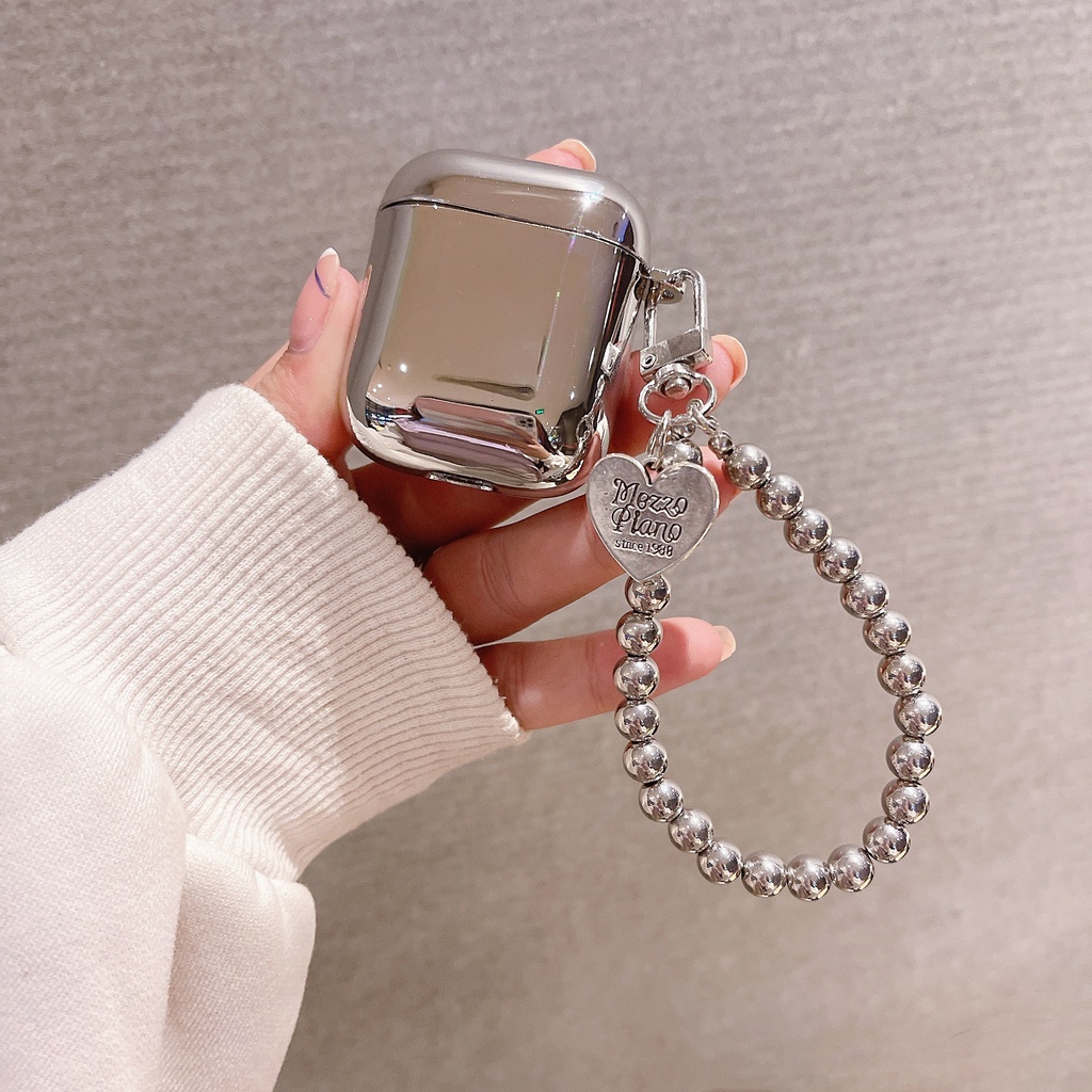 Vỏ Bảo Vệ Hộp Sạc Tai Nghe AirPods 1 2 pro 3 2021 gen3 Bằng PC Cứng Chống Rơi Mạ Điện Màu Bạc Đơn Giản