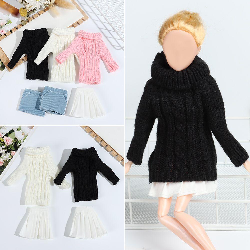 1 Bộ Áo Sweater Dệt Kim Thủ Công Mini Nhiều Màu Sắc Dễ Thương Cho Bé Gái