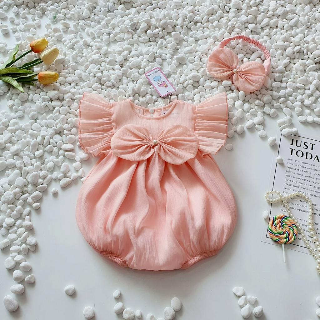 Set Body Bé Gái Kèm Giầy Và Turban VY DESIGN. Set Đầy Tháng Cho Bé Thiết Kế Cao Cấp, Đầm Bé Gái, Giầy Công Chúa