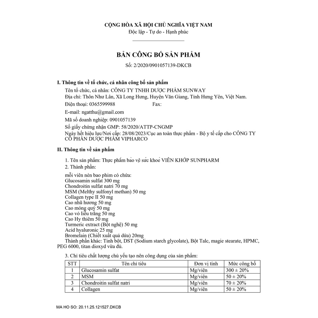 Viên Xương Khớp SUNPHARM - Hộp 30 viên -giúp khớp vận động linh hoạt, giảm nguy cơ thoái hóa khớp