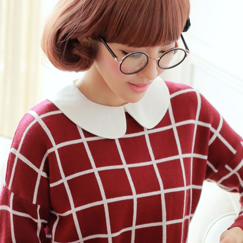 Áo Sơ Mi Cotton Cổ Búp Bê Màu Trắng Đen Phong Cách Vintage Cho Nữ