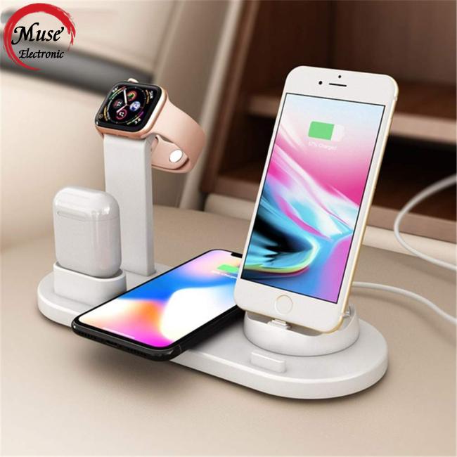 Giá Đỡ Kiêm Sạc Không Dây 3 Trong 1 Xoay Được Đa Năng Cho iPhone Airpods