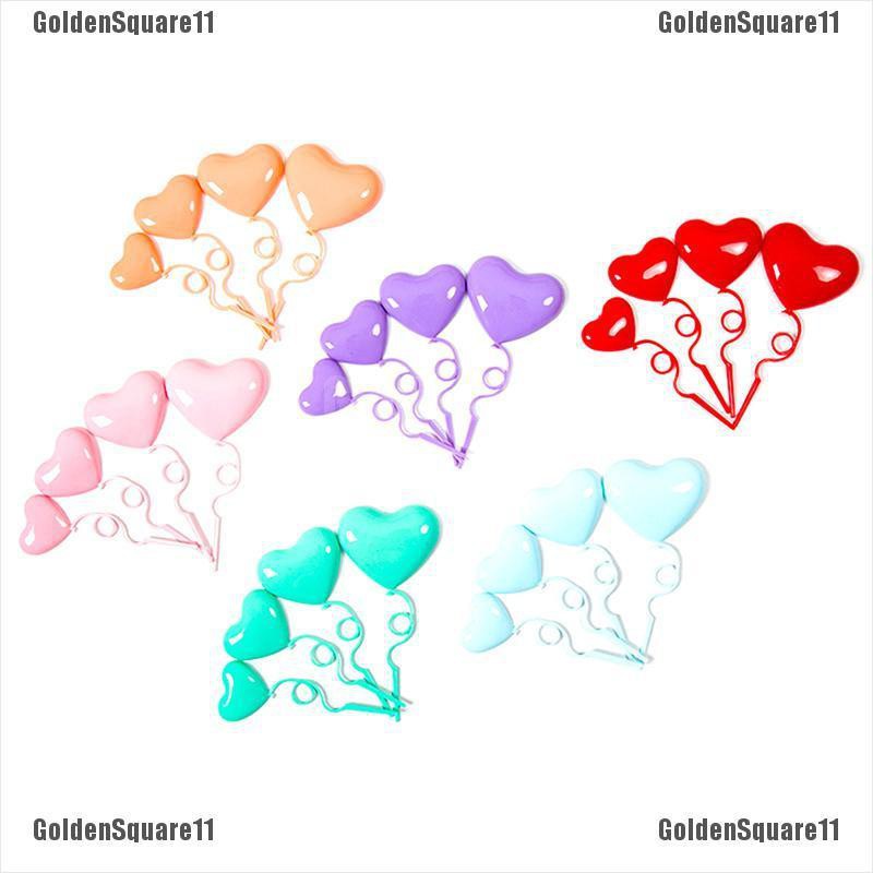 Set 4 Que TắM HìNh TráI Tim ĐíNh Bong BóNg Dễ Thương Trang Trí BáNh