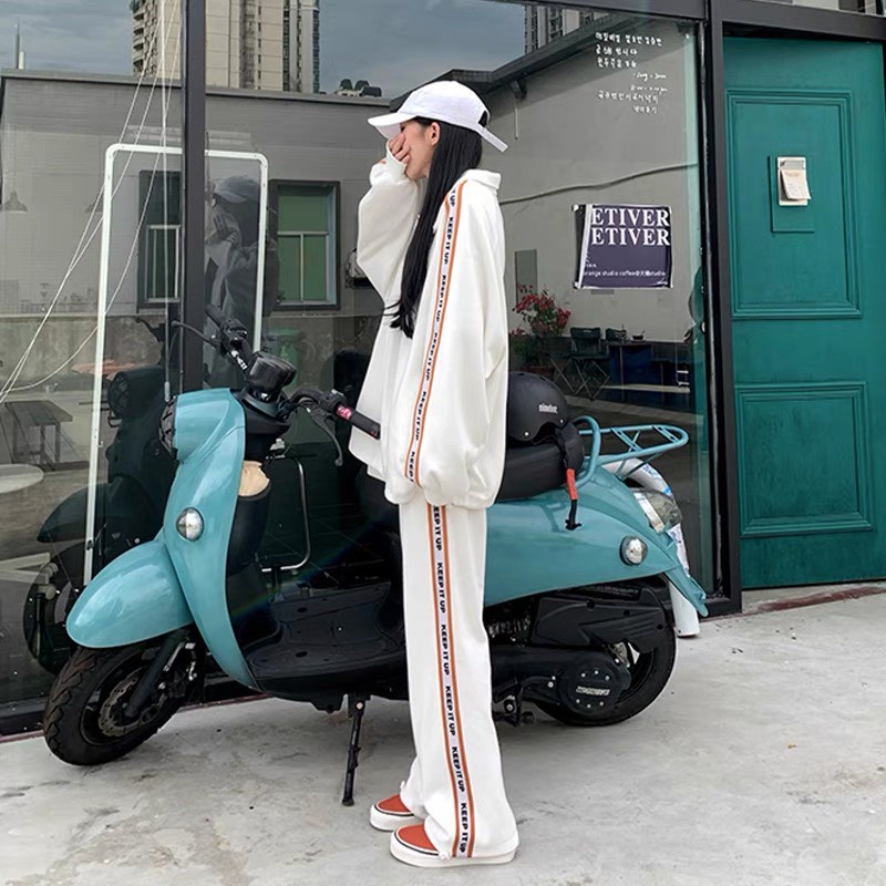 Bộ thể thao nỉ sọc chữ KA Closet chất nỉ bông dầy, chốt điều chỉnh, túi bổ cơi from 65kg, nam nữ mặc được