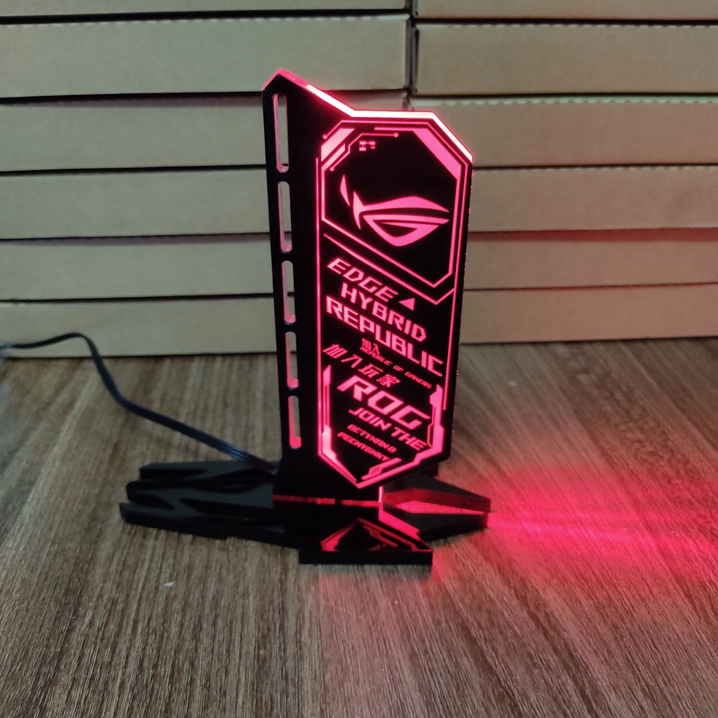 Giá Đỡ VGA Họa Tiết ROG Đạng Đứng Tích Hợp Led RGB Đồng Bộ Hub Coolmoon