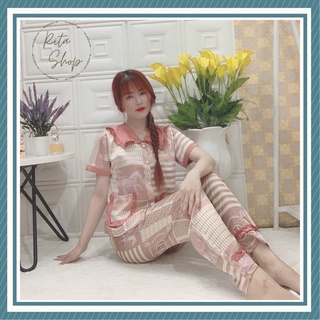 Pizama satin cổ sen tay ngắn 40-60kg