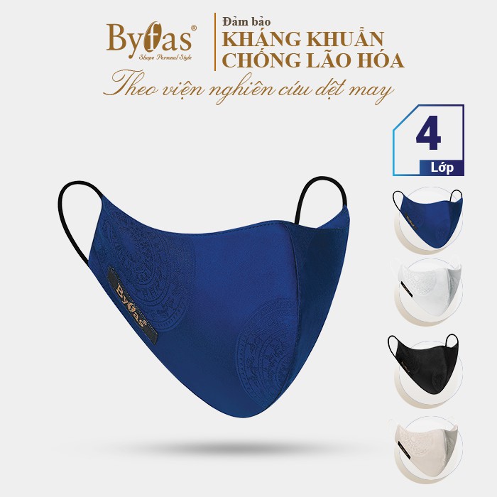 Khẩu Trang Lụa BYFAS 4 Lớp - hoa văn trống đồng