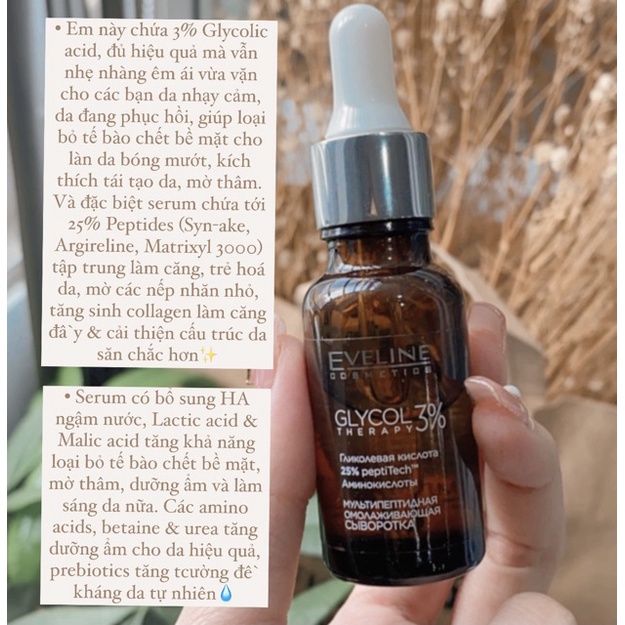 Tinh chất Eveline Glycol Therapy 3% chống nhăn da 18ML