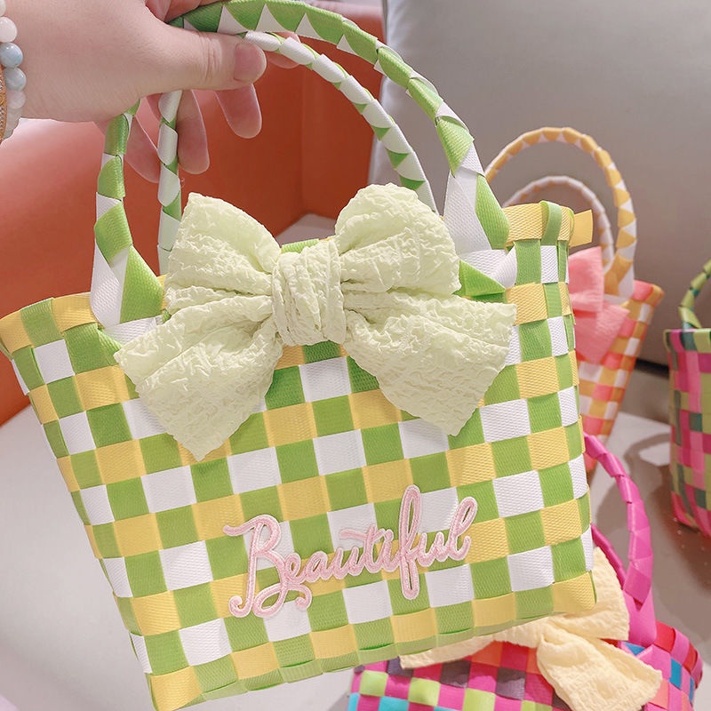 Túi Xách Vuông Nhỏ Thắt Nơ Phong Cách Mới Dành Cho Nữ Đi Biển Nghỉ Mát