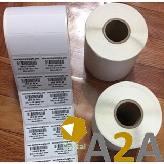 Giấy in mã vạch, decal nhiệt 2 tem 35x22mm dài 30m , decal nhiệt 35x22 70x22 72x22