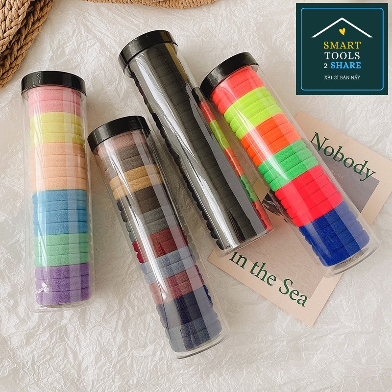 Set 20/ 50 Cột Tóc Chun Thun Co Giãn Hạn Chế Gãy Rụng Tóc/ Đau Da Đầu