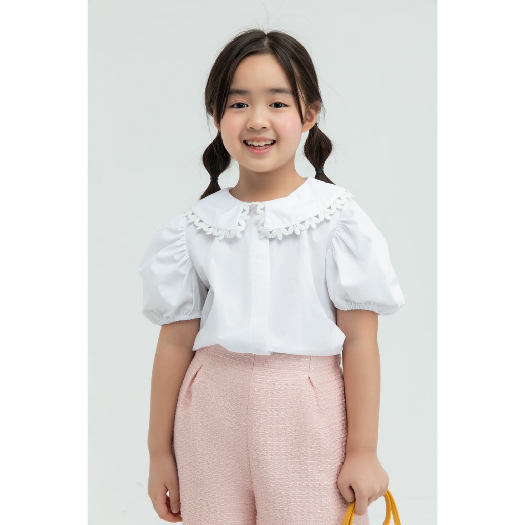 Áo sơ mi cổ sen bé gái IVY moda MS 16G0939
